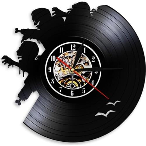 Creepy Zombie Outbreak Vinyl Record Clock ECCI Horror Panic Retro Silent Quartz Wall Watch Zombie Lover Sign For Halloween Decor