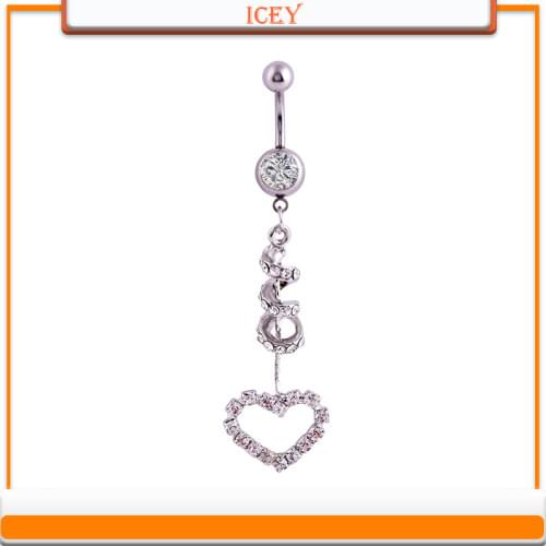 Non-mainstream puncture accessories punk spiral pendant heart diamond belly button ring anti-allergy puncture accessories