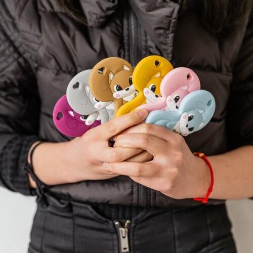 10Pc BPA Free Squirrel Baby Pearl Beads Silicone Teether Diy Making Handmade Nursing Necklace Infant Teething Baby Teether Toys
