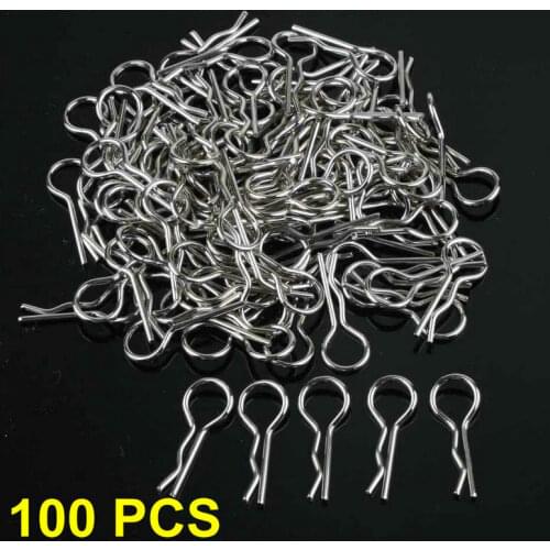 100pcs HSP 02053 Stainless Steel Bend Body Clip R Clip For 1/8 1/10 1/16 RC Car 94122 94123 94166 94155 94177 9418