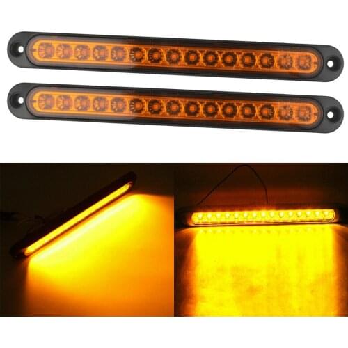 2Pcs Truck Rear Tail Light Bus Yellow Brake Stop Parking Lamp Bar Trailer LED Side Marker Light Car Signal Lamp Accessories