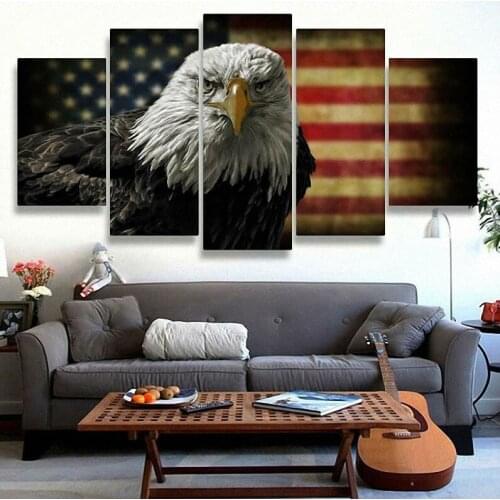 5 Pieces/set Flag Eagle Canvas Painting ChildrenS Room Decoration Print Canvas Pictures Framed ht013