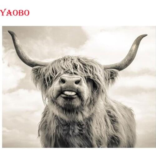 DIY Diamond mosaic "Highland cow" Cross Stitch Kits 5D Square/Round Full Drill Rhinestone Embroidery diamond painting Needlework