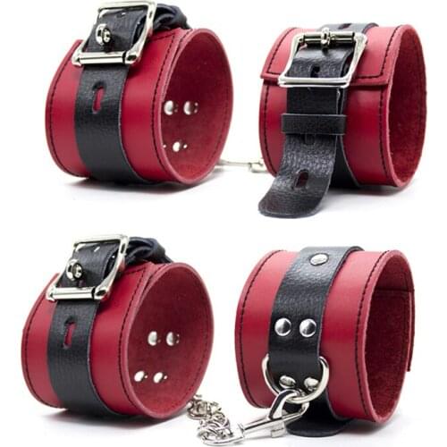 BDSM Bondage High quality leather Adjustable Handcuff Ankle Cuffs Restraints Sex toys Muply Restraints Exotic Accessories