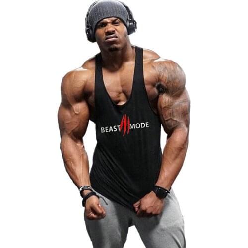 Brand Casual Fashion Workout Tank Tops Men Print Cotton Gym Training Vest Bodybuilding Undershirt Fitness Tops Sleeveless Shirt