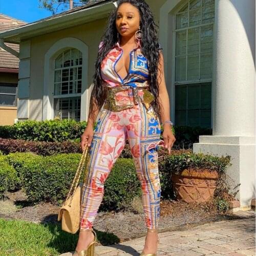 Dashiki African Women Set Graffiti Print Sleeveless Blouse Tops And Pant Sheath Elastic Long Pant 2 Two Piece Set Fashion Outfit