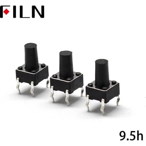 FL7-010-6*6J-H9.5 50PCS 6X6X9.5MM Tact Switch Push Button Switch 12V Copper 4PIN DIP Micro Switch For TV/Toys/home use Button