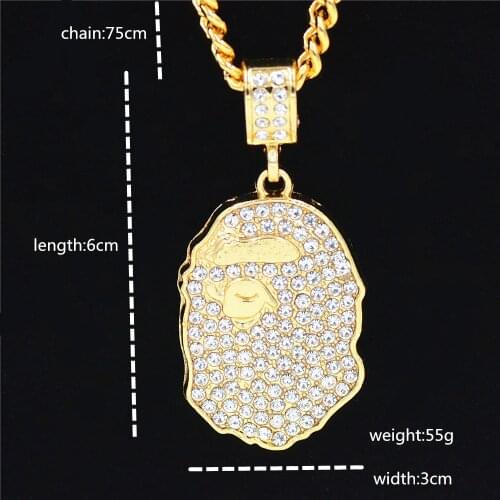 2021 European and American net red jewelry simple and popular ape head Necklace hip hop versatile Pendant with alloy twist chain