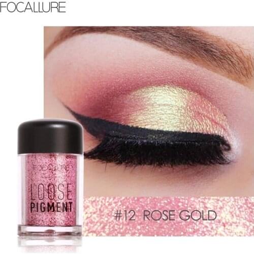 Focallure Single Colors Sequins Eye Shadow Cosmetic Long lasting Glitter Pigment Eye Shadow Diamond Eye Makeup
