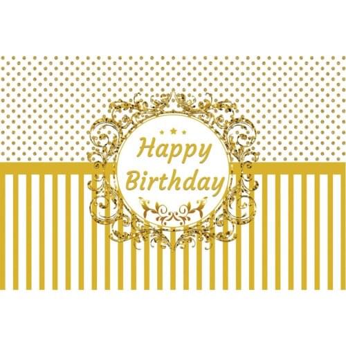 Birthday Backdrop Golden Striped Gift Box Photography Background Holiday Celebration Photo Booth Studio Decor