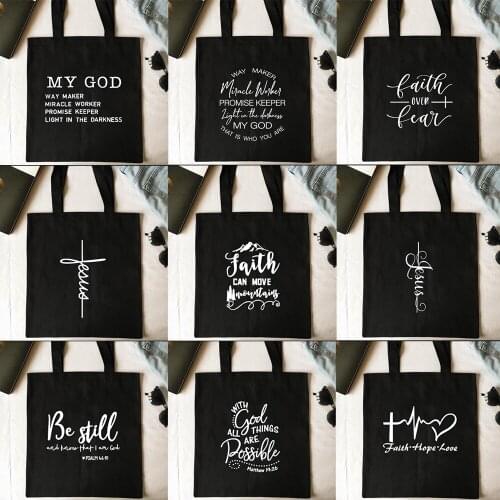 Canvas Bag Shopping Bags Way Maker Miracle Worker Christian Canvas Tote Bag Print Reusable Shoulder Book Bag Eco Bag