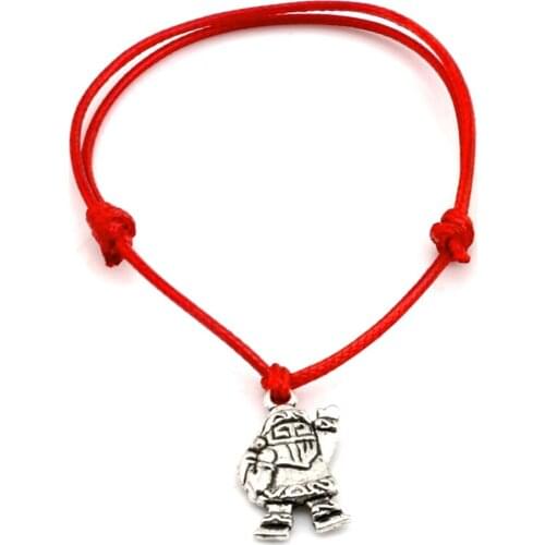 Hot ! 10Pcs Adjustable Bracelets Red Waxes rope Zinc Alloy Santa Claus Charms Adjustable Bracelet B-43