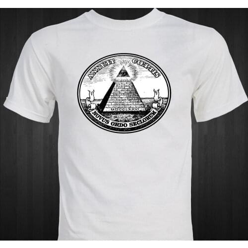 Fashion Popular Style Man T-Shirt Dollar Bill Pyramid "Eye of Providence" Masonic Illuminati Conspiracy T-Shirtcute T Shirts