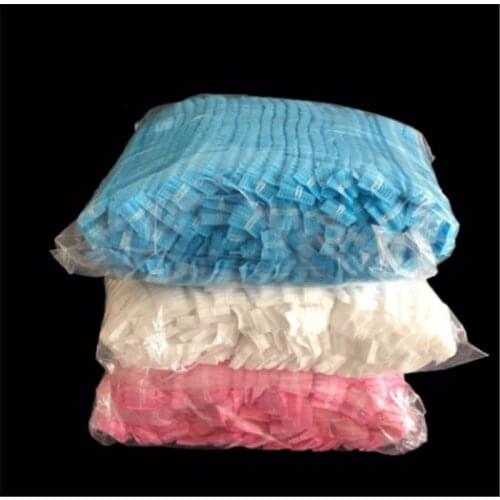 5 PCS Non-woven Disposable Shower Caps Double Ribbon Pleated Anti Dust Hat Women Men for Spa Hair Salon Beauty Accessories