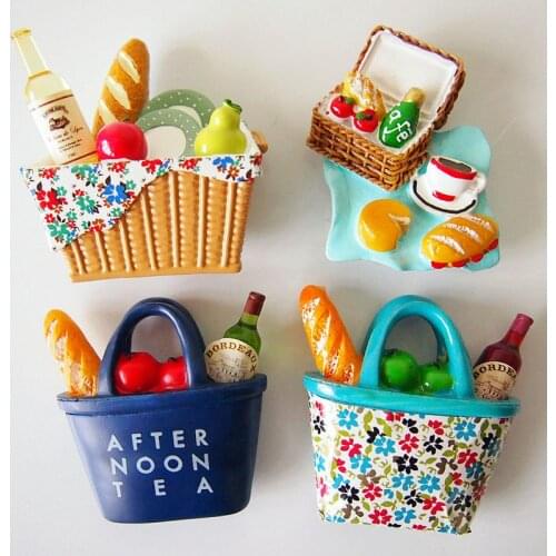 New Simulation Basket Series Creative Rsein 3D Fridge Magnets Travel Souvenirs Refrigerator Magnetic Sticker Home Home Decor
