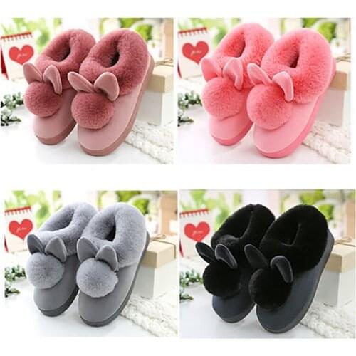 New Home Slippers Cotton Winter Plush Rabbit Head Bag with Cute Non-Slip Warmth Thick-Bottomed 2020