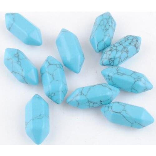 New Style Blue Turquoises Stone No Drilling Hole Hexagonal Pointed Fit Jewelry Handcrafted DIY Jewelry 20Pcs/lot QU3398