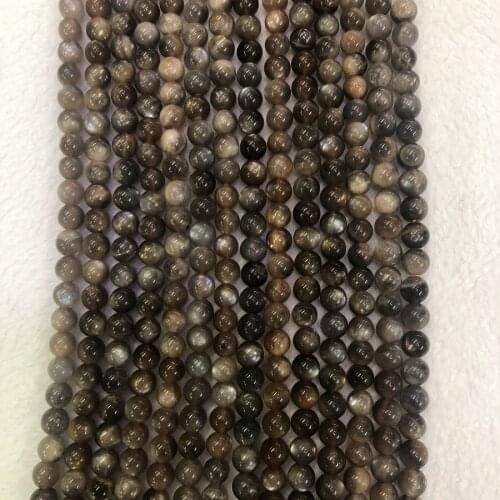 Wholesale 1string of 15.5" Natural Black Sun Stone Beads,Feldspar Beads 4mm 6mm 8mm 10mm Round Gem stone loose beads for jewelry