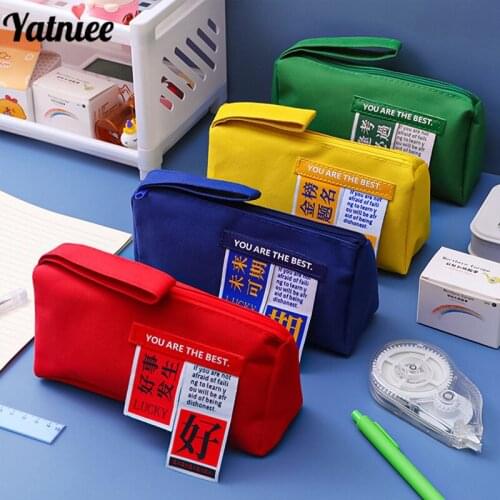 Yatniee Large Capacity Oxford Cloth Pencil Case Students Creative Double Layer Storage Pencilcase stationery Pen Bag