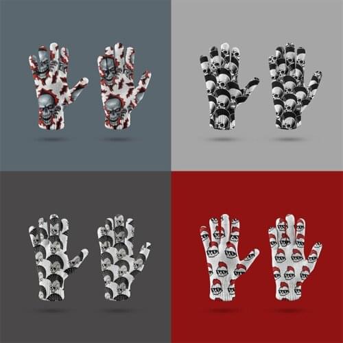 Unisex Adult Halloween Skeleton Skull Gloves Fashion Mittens Women Knitted Wrist Sleeve Retro Gothic Gloves Streetwear