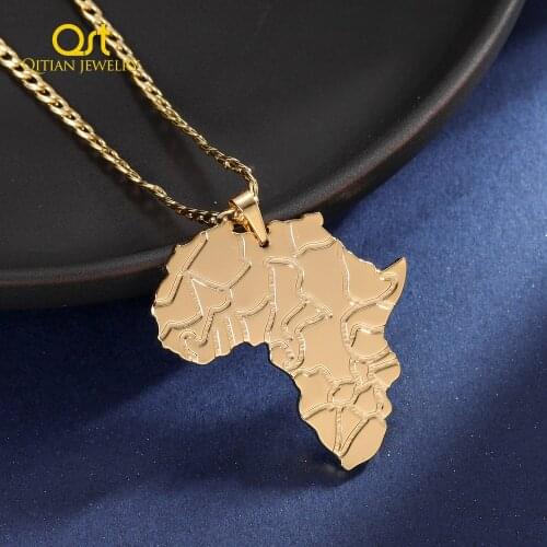 Personalized African Map &Countries Necklace/Stainless steel Gold Pendant Choose Your Hometown Map Necklace Choker For Women Men