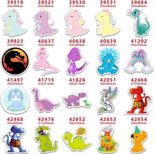 DIY Craft Supplies Sewing Accessories Cartoon Dinosaur Printed Planar Resins Mold 10 Pieces. PR-39519