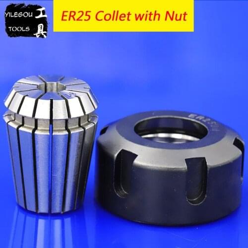 High Precision CNC ER25 Spring Collet With Nut ER25 (1 to 10mm) Spring Chuck and Nut (M32*1.5) For CNC Milling Machine