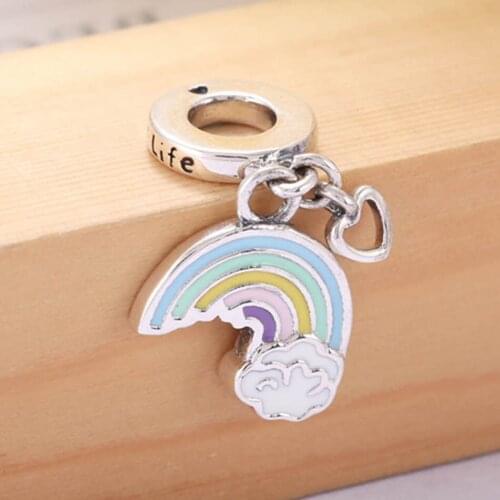 S925 Pendant Bead DIY Jewelry Rainbow of Love Dangle Charm fit Lady Bracelet Bangle