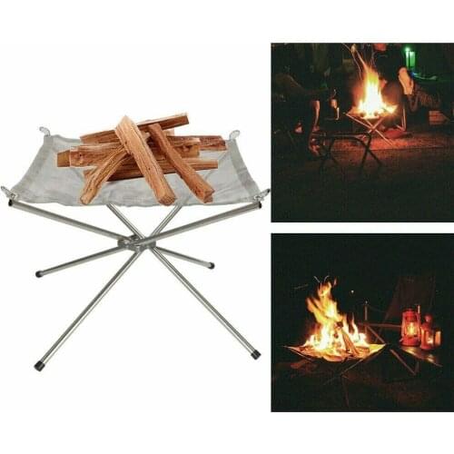 Foldable Outdoor Camping Portable Fireplace Fire Pit for Patio Camping Barbecue Campfire Fire Rack Mesh Fire Pit BBQ Tools