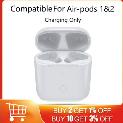 Replacement Wireless Charging Box with LED Indicator Light for Airpods 1/2 Bluetooth-Compatible Earphone 450mAh Charger Case