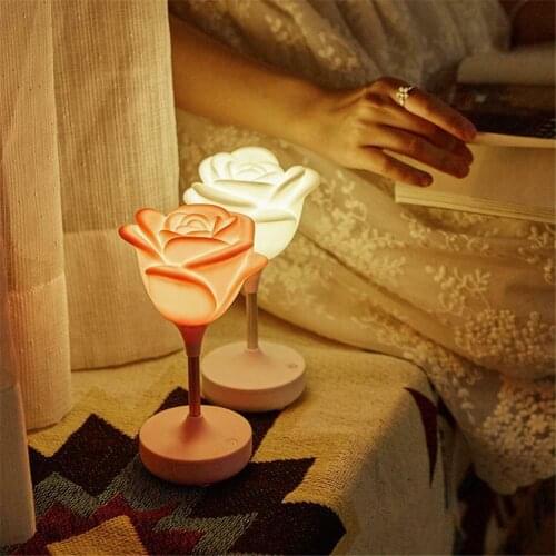 Usb Charging LED Rose Flower propose holiday Night Lights for Valentine Wedding party Garland Decoration Silicone Lamp