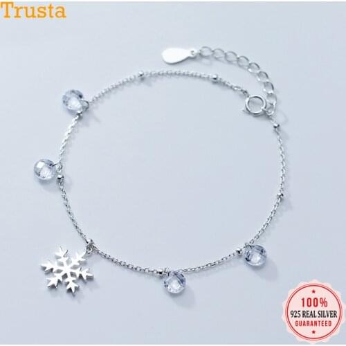 Trustdavis Minimalist 925 Sterling Silver Snowflake Dazzling CZ Beads Bracelet For Women Sterling Silver Wedding Jewelry DS2500