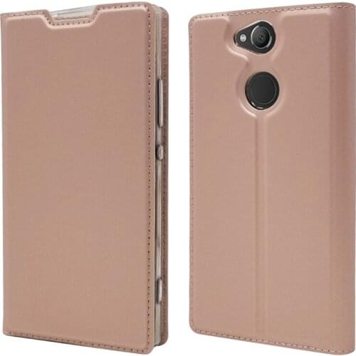 Ultra Slim Magnetic Case For Sony Xperia XA2 Flip Stand Cover with card slots Fundas Protective Shell