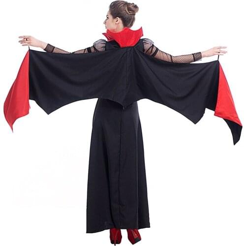 Adult Bat Wings Vampire Costume Halloween Red Cape Ladies Fancy Dress P9247