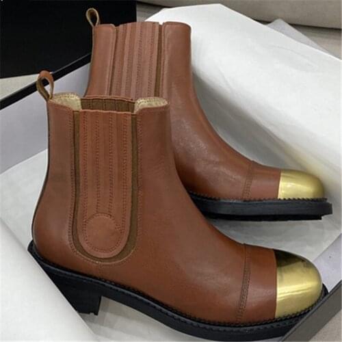 Metal Deco Short Boots Women Ankle Leather Women Shoes Falt Shoes Women Winter Zapatos De Mujer Boots Warm Ankle Hot New 2021