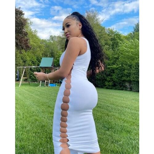 TNNAOFF Ribbed Knitted Side Split Pin Bodycon Midi Dress for Women Birthday Outfits Sexy Elegant Sleeveless Streetwear Dresses