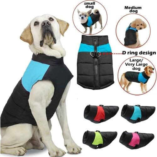 Winter Warm Dog Clothes Waterproof Pet Padded Vest Zipper Jacket Coat for Small Medium Large Dogs Clothing French Bulldog Jacket