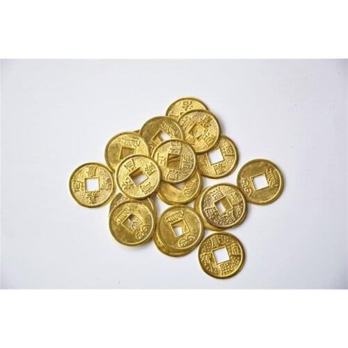 100PCS 24mm Golden Chinese Ancient Feng Shui Lucky Coin Good Fortune Emperors Antique Wealth Money For Collection Gift