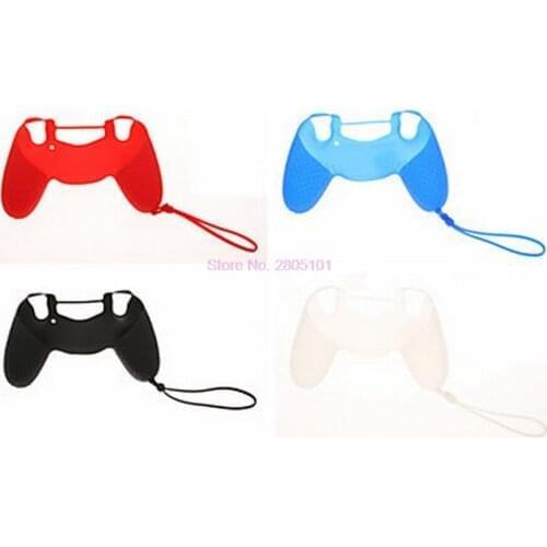 100pcs New Arrival Black Silicone Cover Case Skin+JoyStick Caps for Sony Play Station 4 PS4 Controller