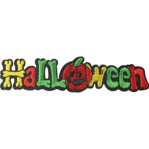 2/5pcs Cartoon Bone Skeleton Pumpkin Assembled Halloween Words Patch Diy Customize Sticker For Festival Celebrating Clothing