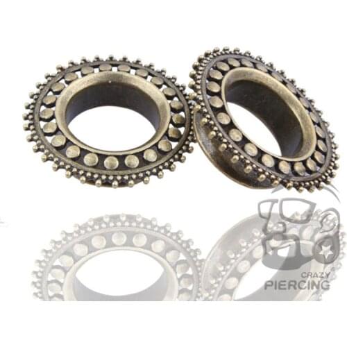 2Pcs Sun gear Brass Flesh Ear Tunnel Ear Plugs Ear Expander Earring Gauges Body Piercing Jewelry ear rings for women or man