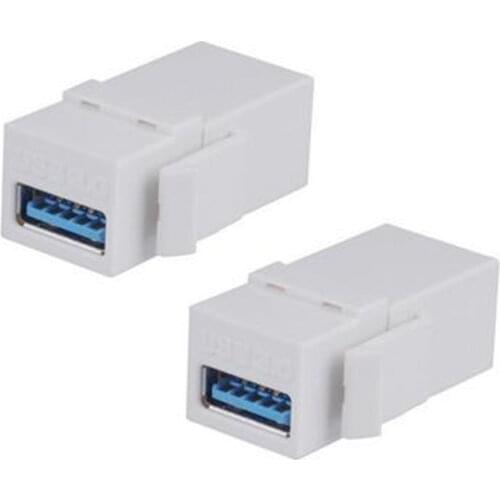 2-PACK USB 3.0 Keystone Jack Female Coupler Insert Snap-in Connector Socket Adapter Port For Wall Plate Outlet Panel - White