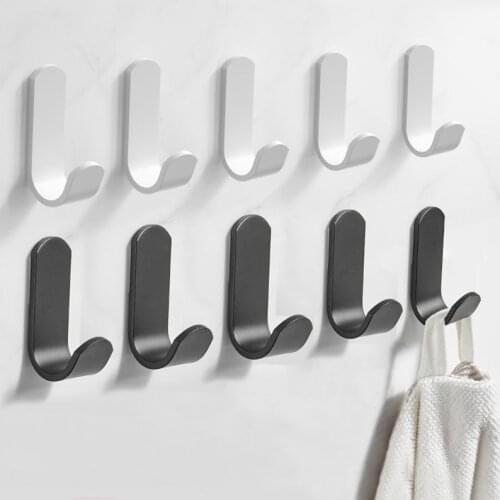 3-20 pcs Stainless Steel Bathroom Towel Robe Hook Self Adhesive Kitchen Door Wall Coat Clothes Gadget Hanger Hooks Black White