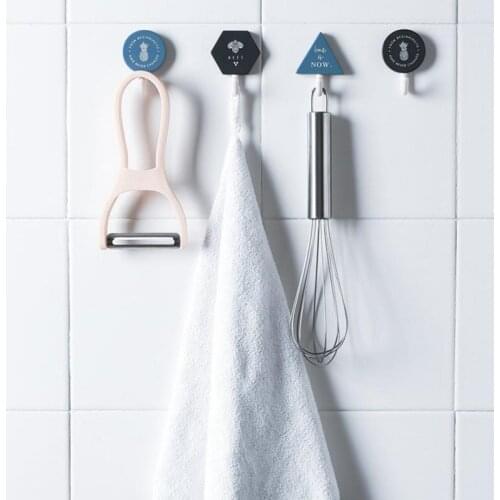 3Pcs Creative Sticker Hook Free Punch Wall Sticker Seamless Hook Key Placement Classification Kitchen Bathroom Keys Towel