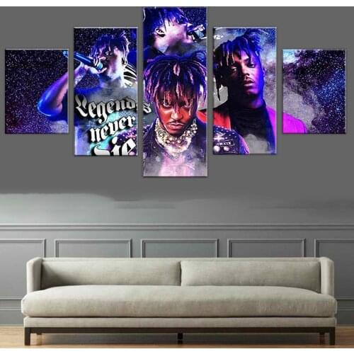 5 Piece Canvas Wall Art Legends Never Die Rap Singer Juice WRLD Painting Modern Top-Rated Home Decoration Living Room Poster