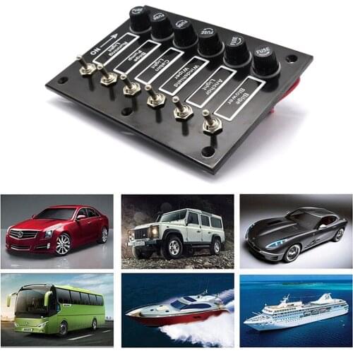 6 Way Boat Fused Circuit Breaker Splashproof Switch Panel For Caravans RV