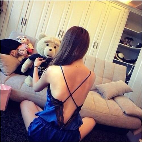 A46 2015 Spring Sexy Sleepwear Lace Racerback Cross Small Spaghetti Strap Vest