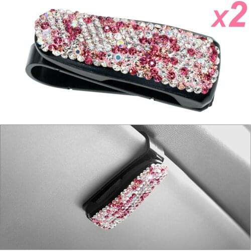 Car Sunglasses Clip Card Holder Glasses Parts Pink Sun Visor Ticket Holder