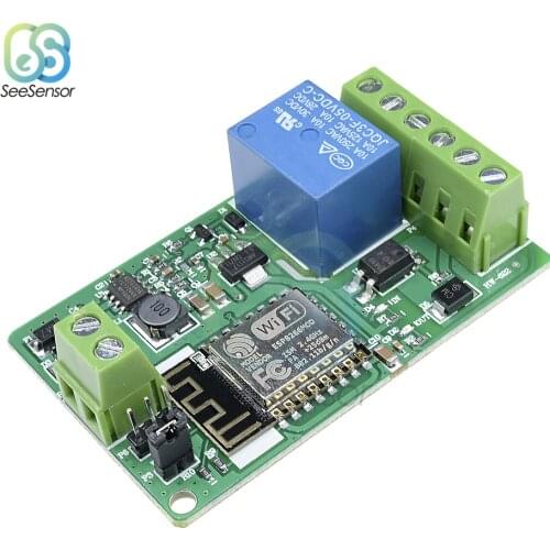 DC 7-30V ESP8266 ESP-12F Wireless Wifi Module 220V 10A Relay Switch Module Overvoltage and Overcurrent Protection 12V 24V