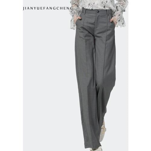 Casual Wide Leg Pants Women Straight Long Trousers 2021 Spring Suit Pants Loose Solid Color Temperament Office Ladies Bottoms